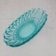 Vintage blue-green turquoise plate in cut and relief glass.