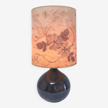 Ceramic lamp signed lampshade herbarium height 59 cm