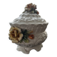 Capodimonte-style porcelain lidded sugar bowl with floral relief
