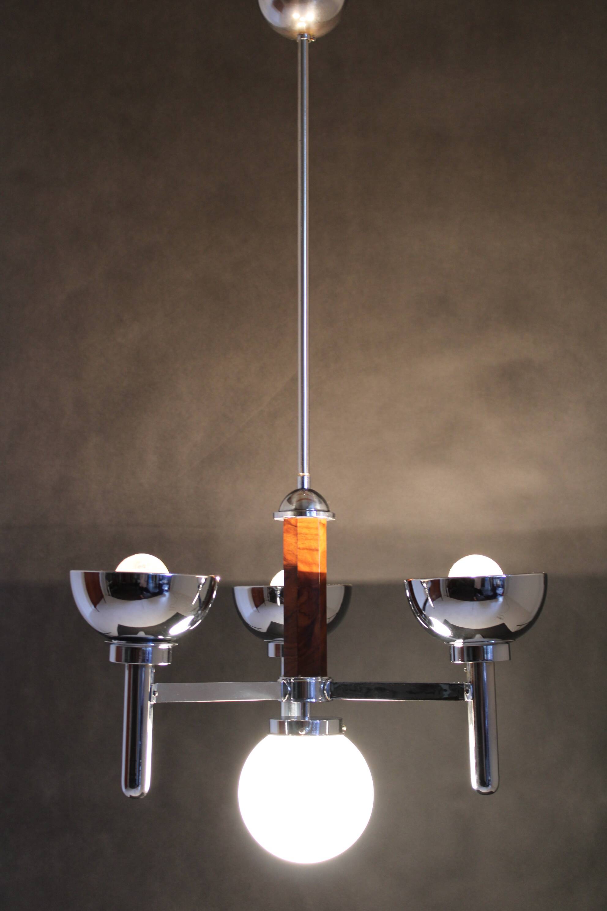 1930s Art Deco Chandelier, Czechoslovakia