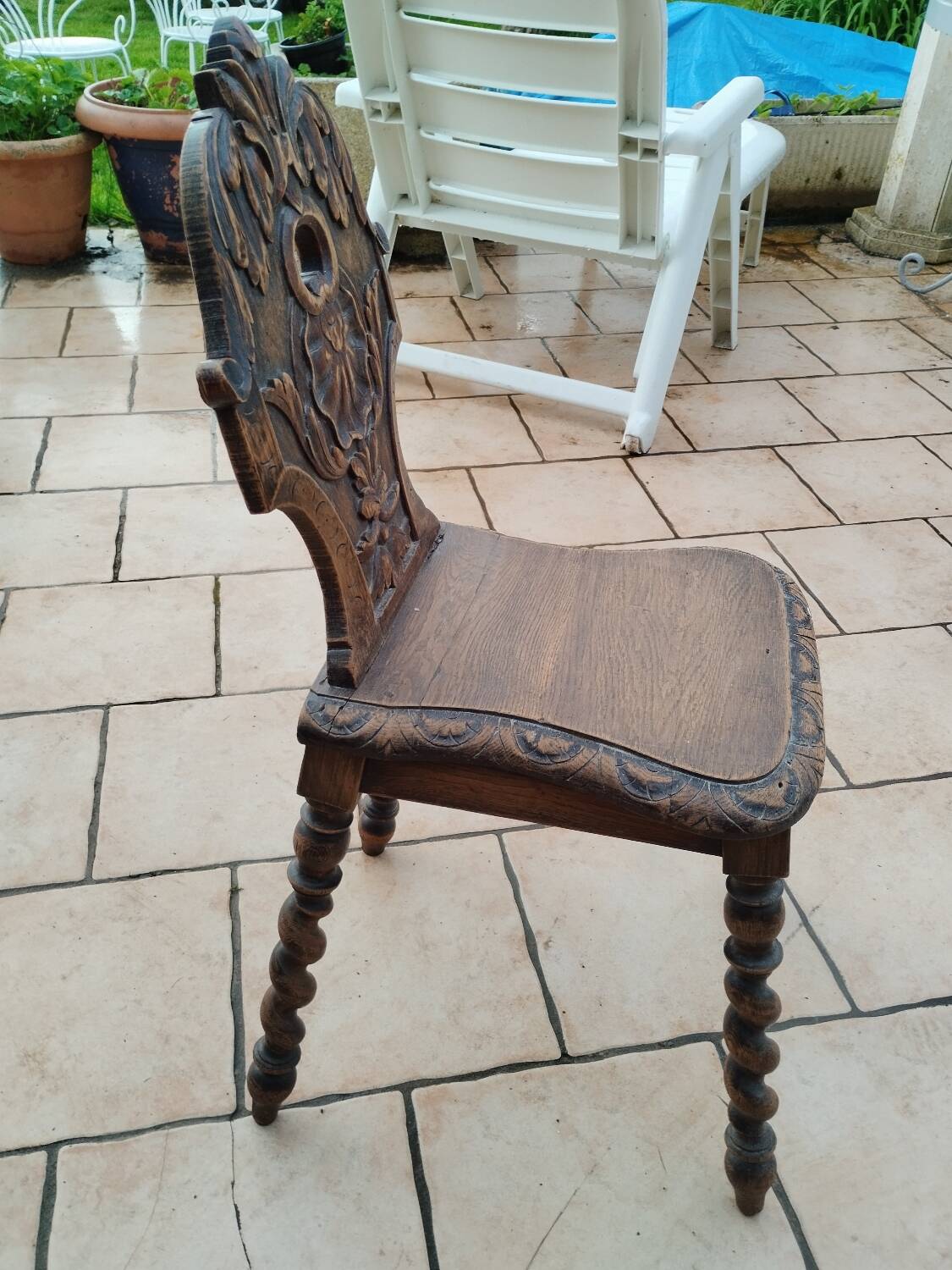Pair of old Alsatian brutalist chairs