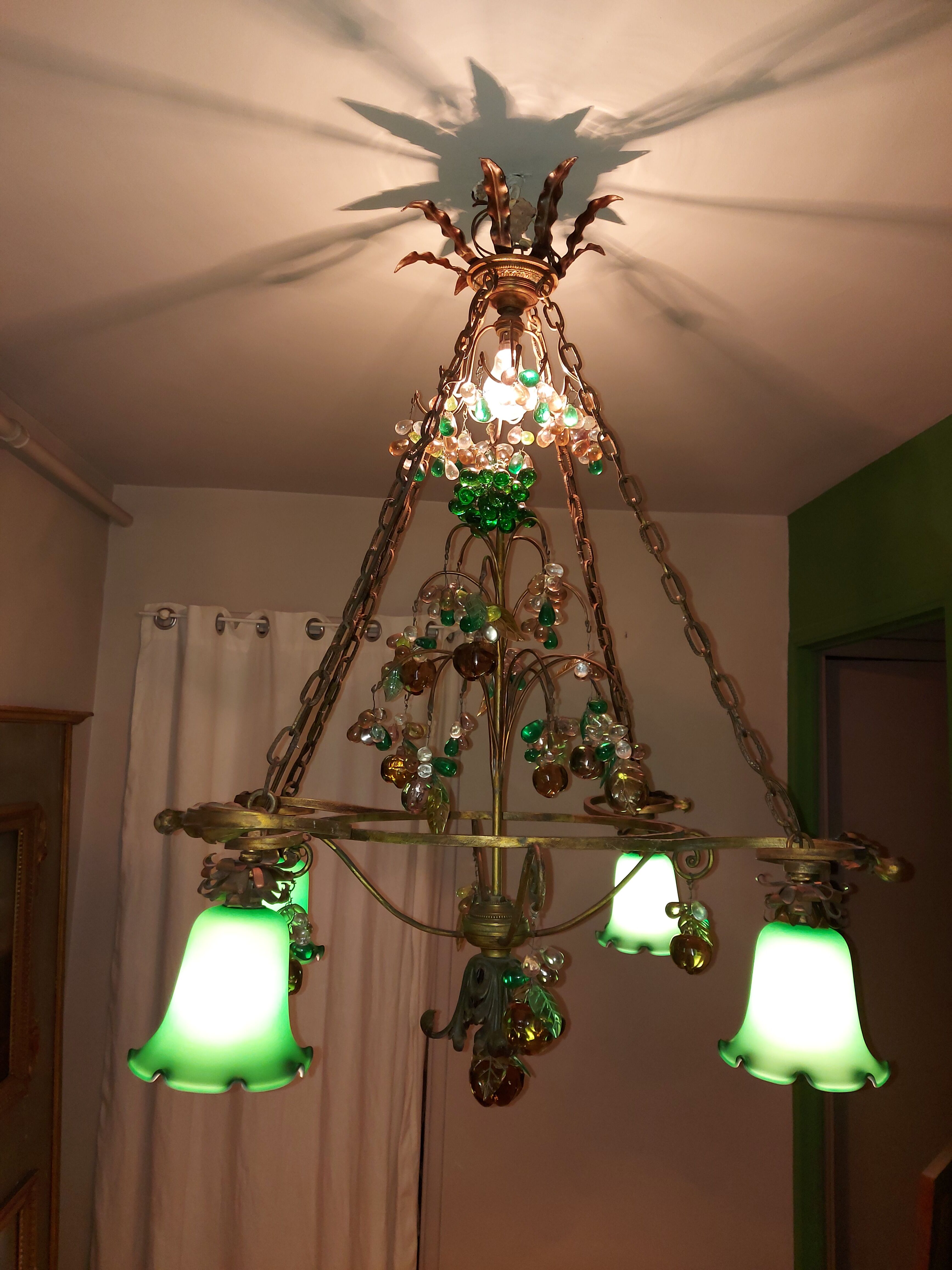 Very large art nouveau chandelier Murano (1 meter)