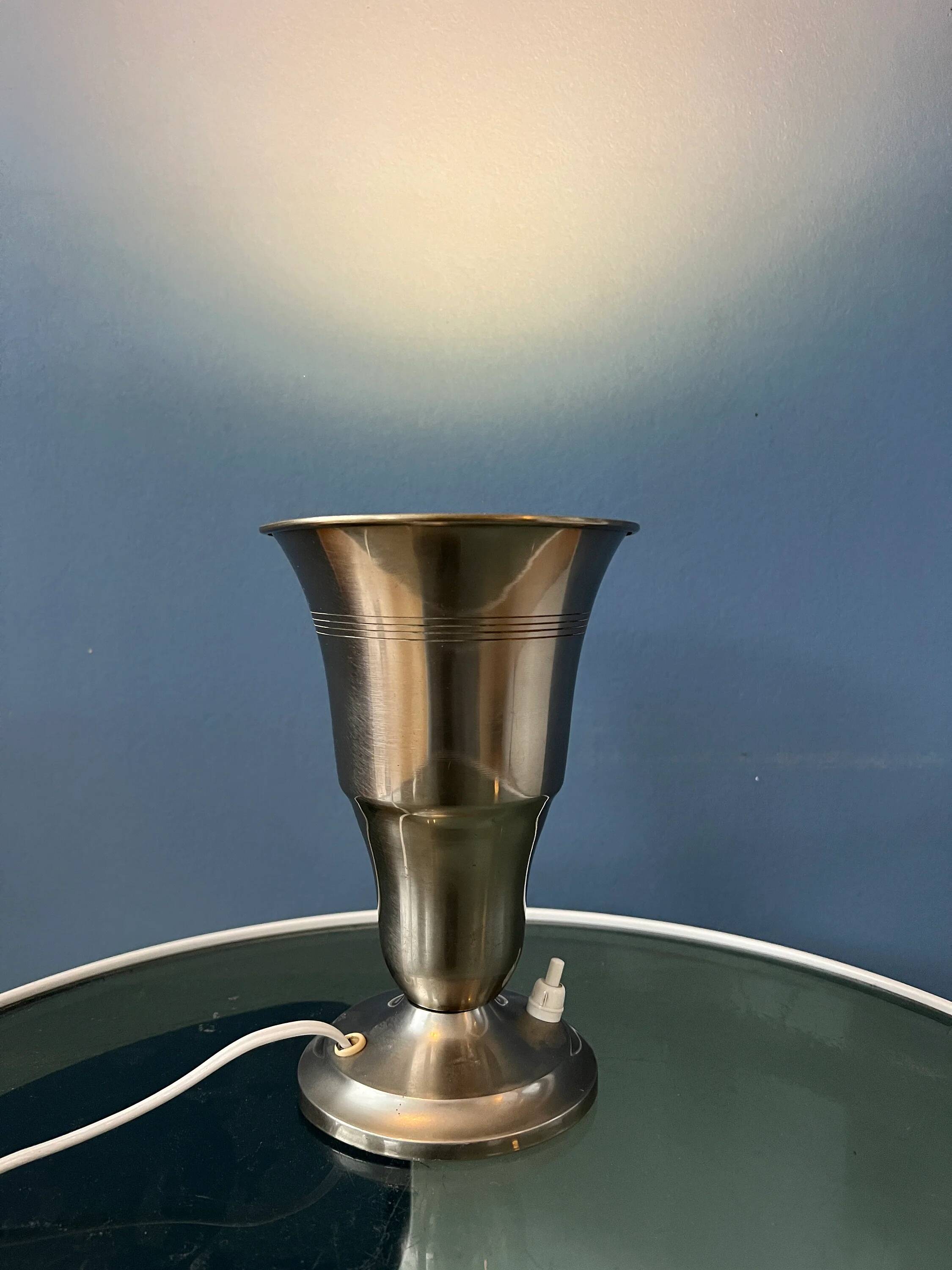 Table uplighter lamp "Cup" in metal, silver colour