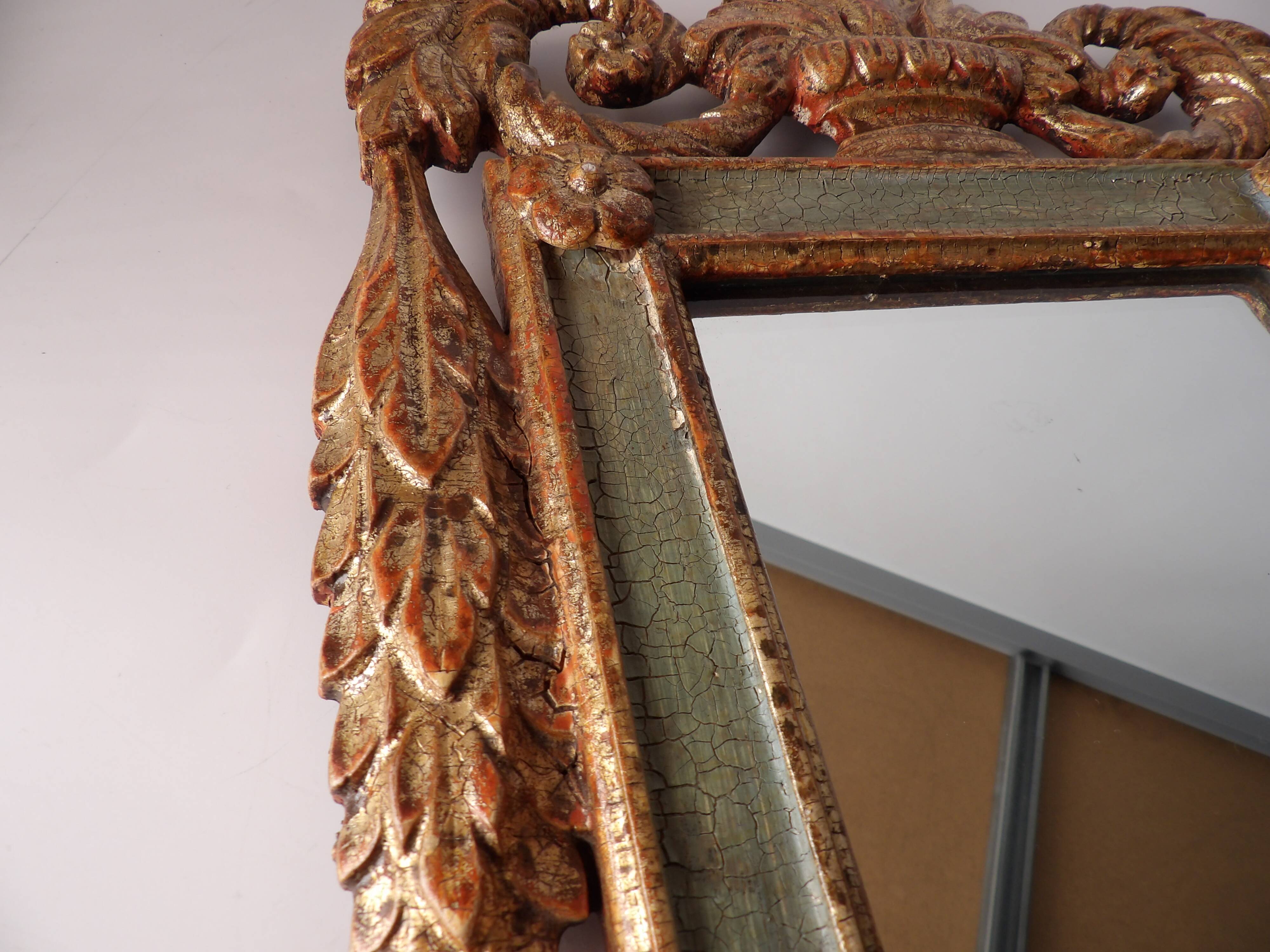 Hand carved wooden mirror