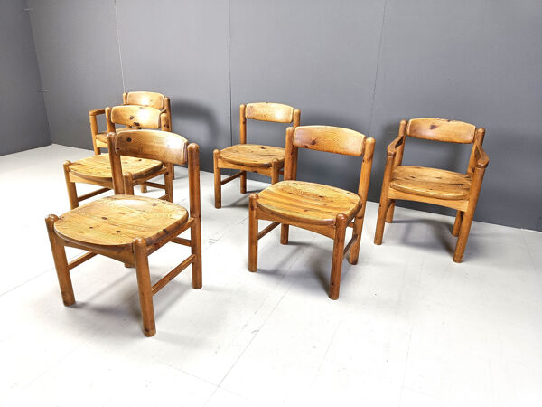 Copie de chaises de salle à manger en bois de pin Rainer Daumiller pour le set de 6 Hirthals Savvaerk.