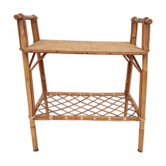 Table d' appoint en rotin bambou vintage