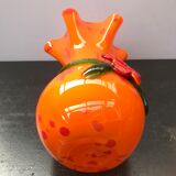 Vase verre multicouche orange col corolle vintage