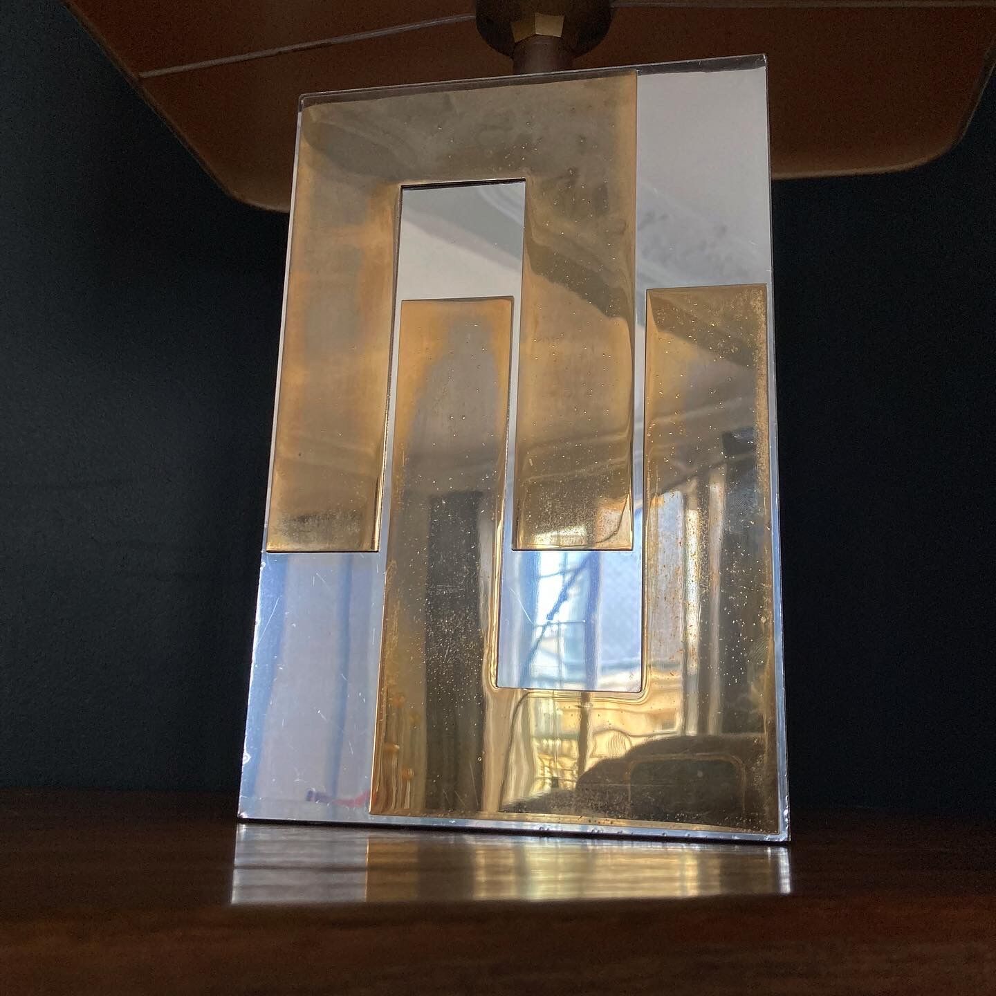 Table lamp Philippe Jean gold and chrome 1970