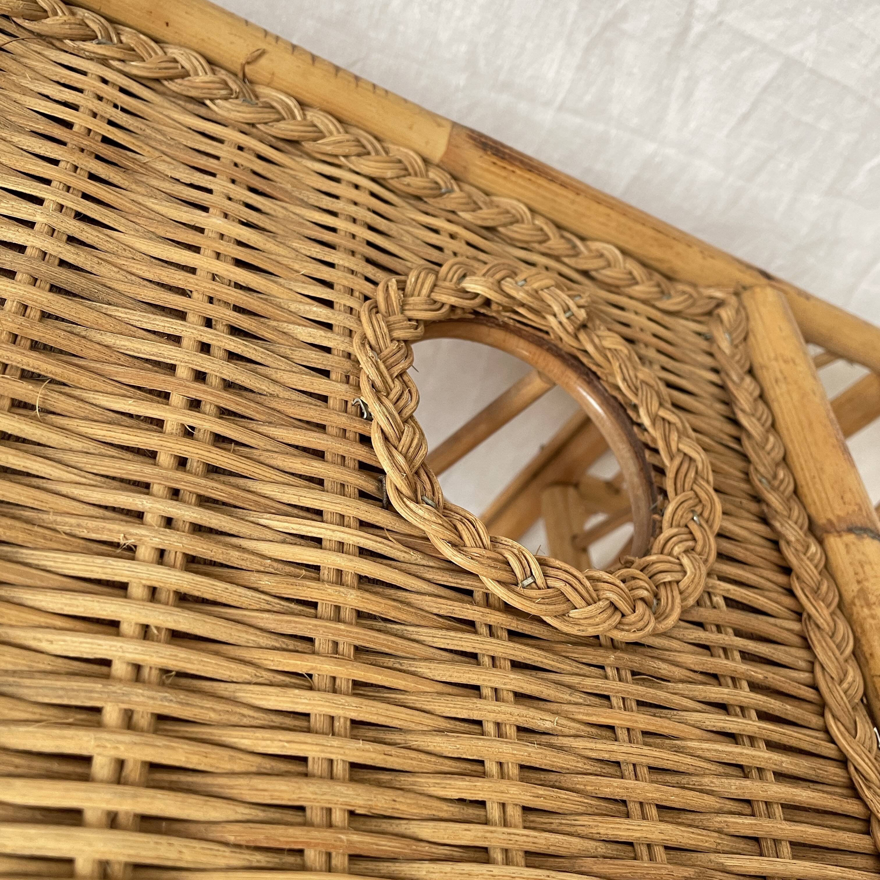 vintage rattan bed meal tray or coffee table design 1960 60