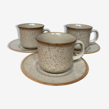 Set de 3 tasses et sous-tasses en faïence