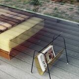 Pilastro magazine rack by Tjerk Reijenga – black metal and yellow mesh