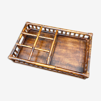 Serving tray in rattan and bamboo