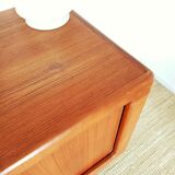 Pair of scandinavian bedsides in curtain teak