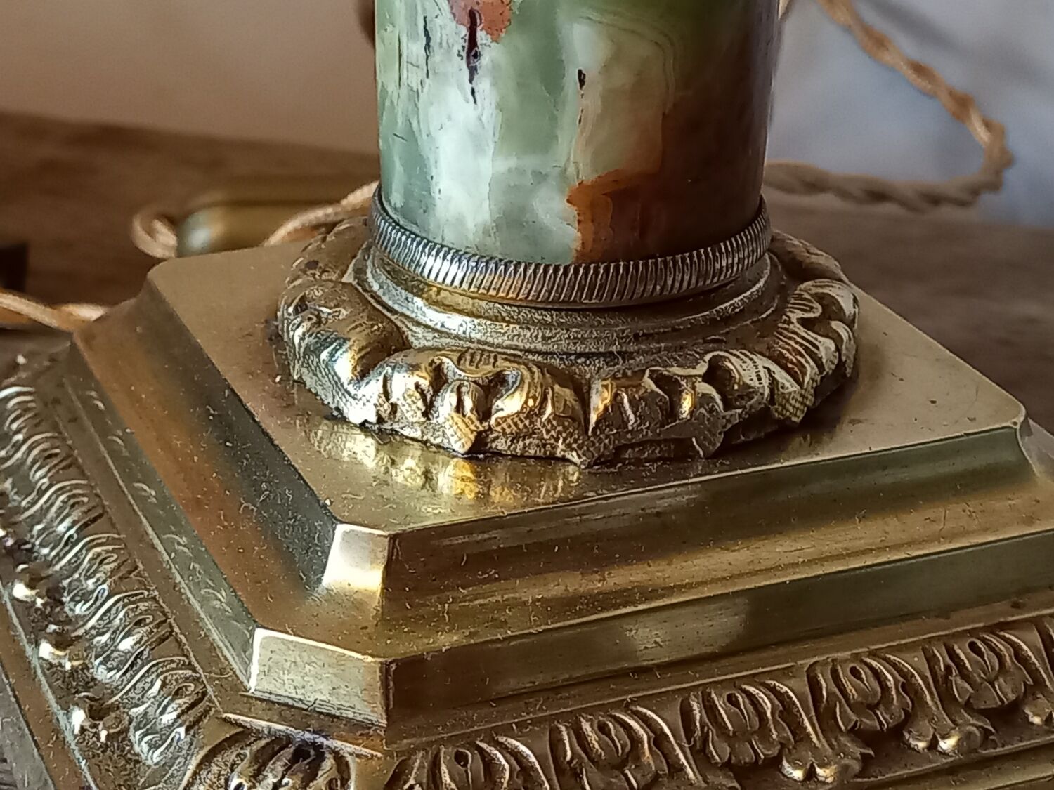 Lamp foot marble and bronze old 19th century