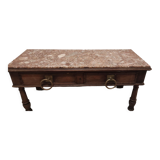 Console marbre 2 tiroir poignets laiton
