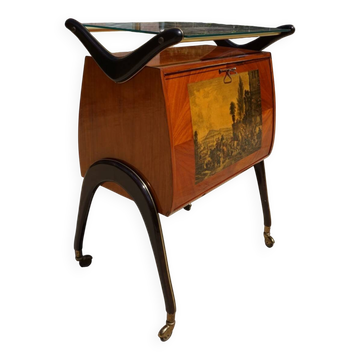 Chariot de bar cocktail italien du milieu du siècle attribué à Cesare Lacca