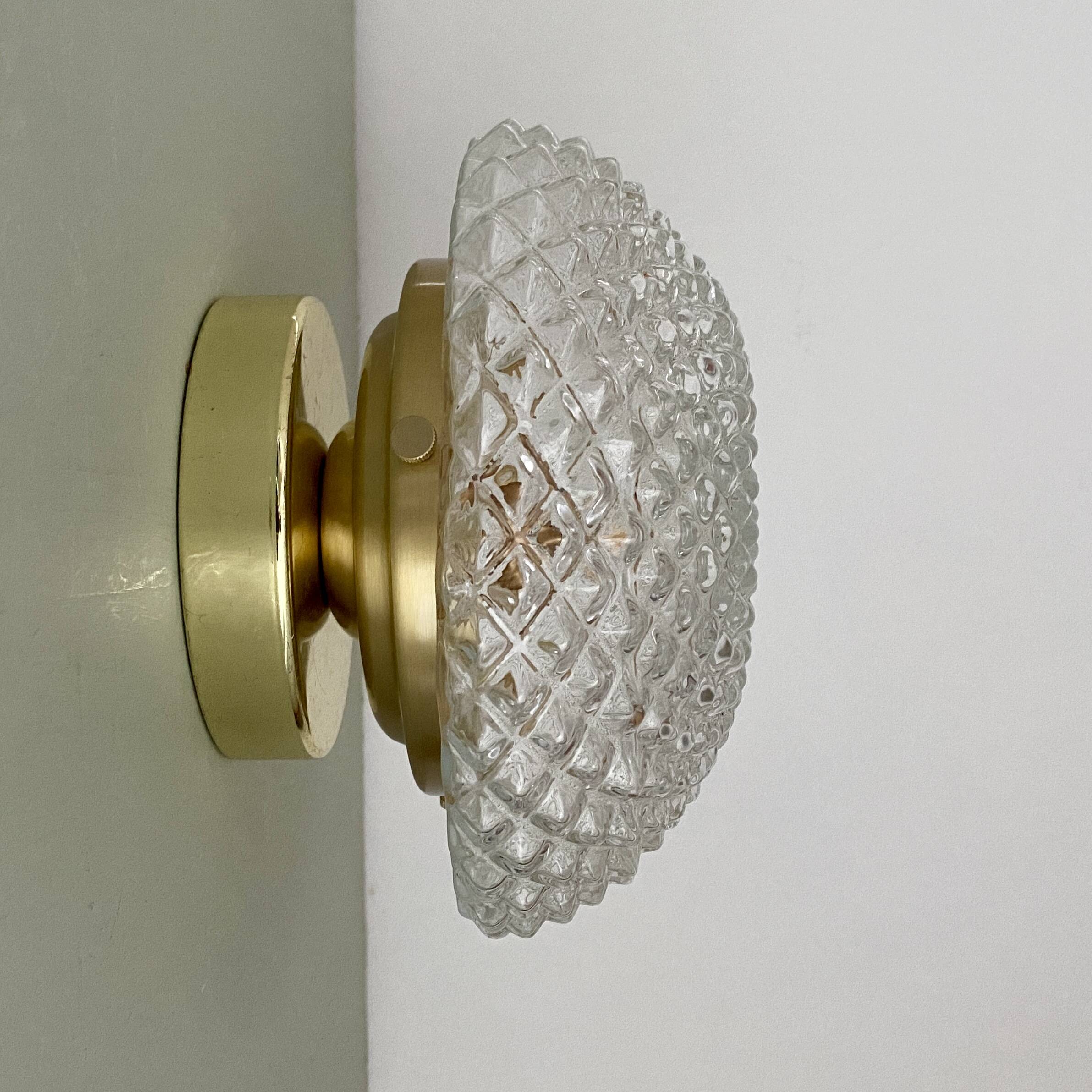 Vintage glass globe wall or ceiling light with diamond point.