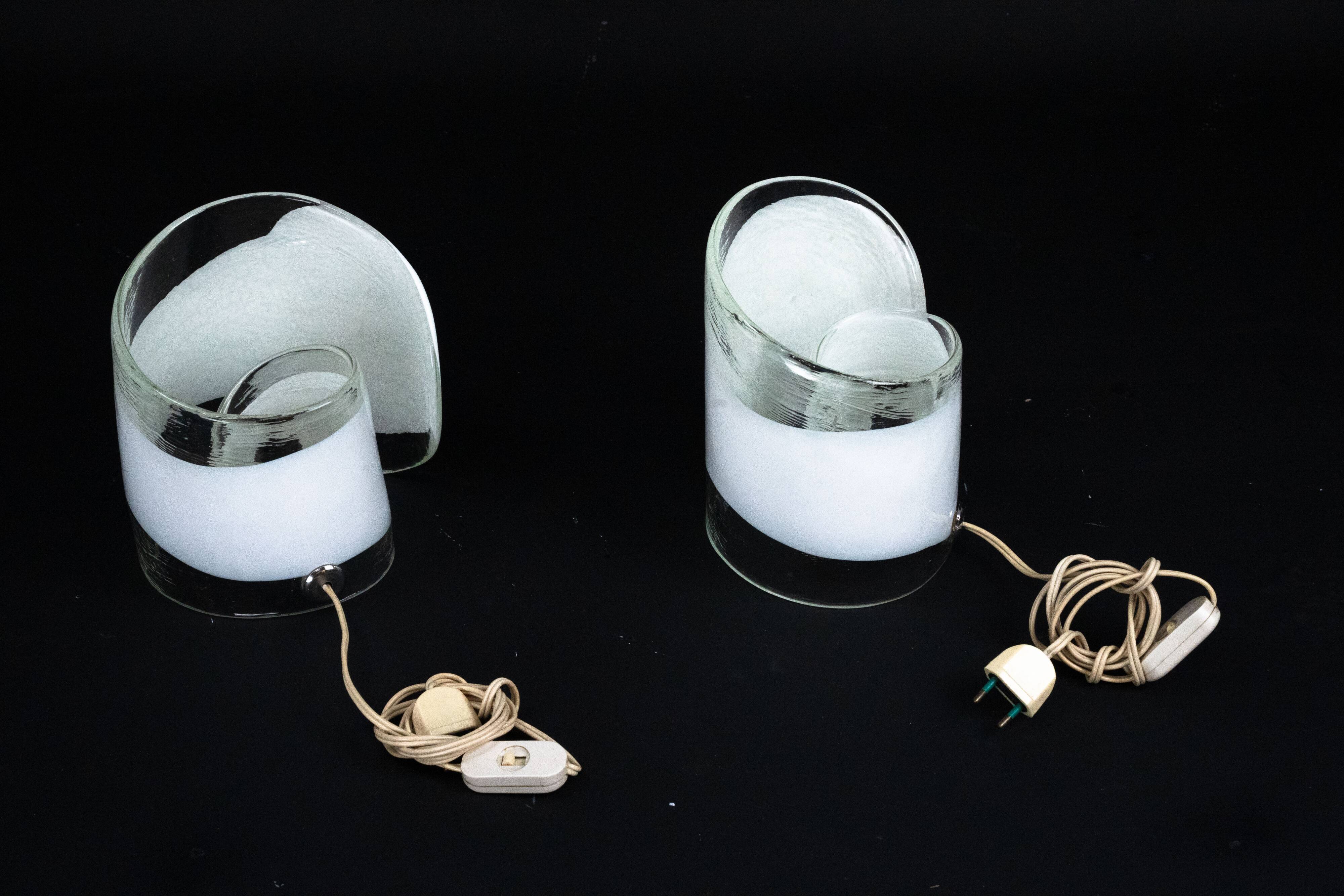 La Murrina, pair of Murano glass table lamps. Italy 1970s