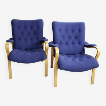 2 fauteuils vintage scandinave bleu peter axel berg 1960 danemark