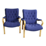 2 vintage Scandinavian blue armchairs by Peter Axel Berg, 1960s, Denmark