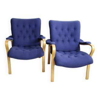 2 fauteuils vintage scandinave bleu peter axel berg 1960 danemark