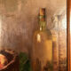 Trumeau in varnished wood, oil on canvas in the upper part, still life early twentieth century