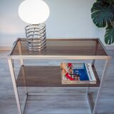 Aluminium and smoked glass console/shelf 1970-80