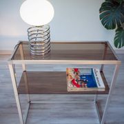 Console/étagère aluminium et verre fumé 1970-80