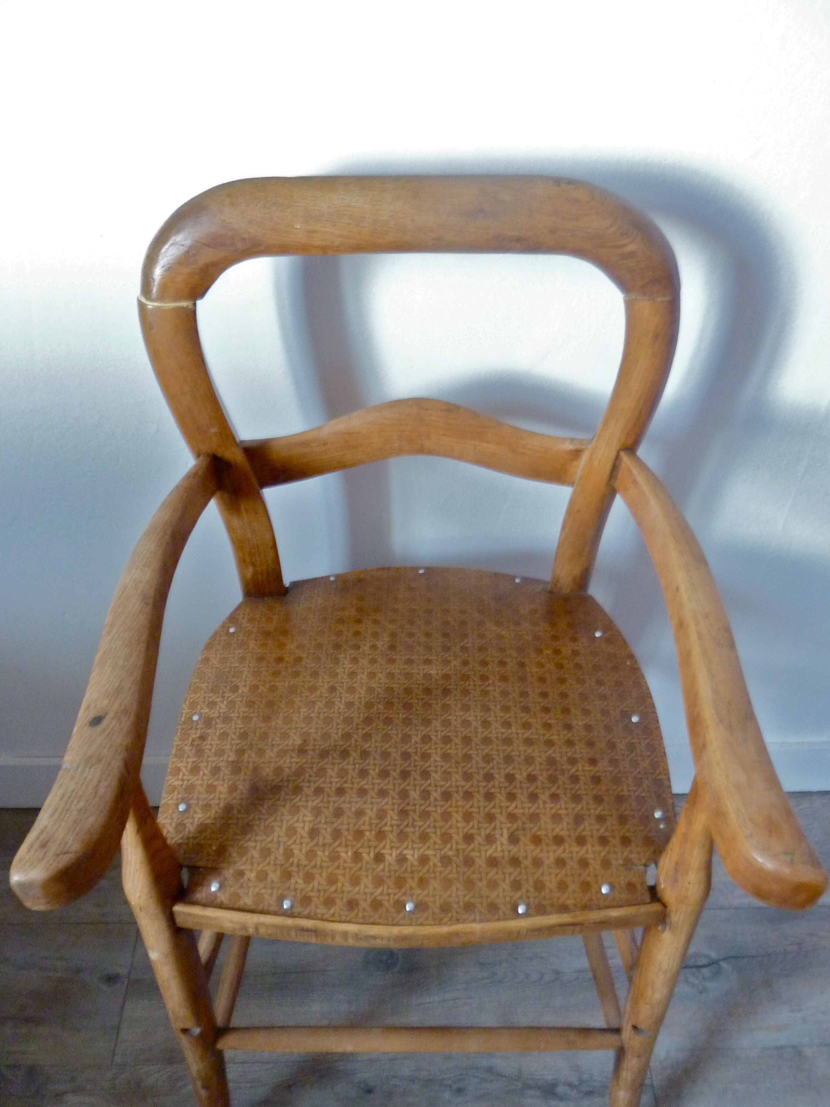 With seat caning imitation wood high chair