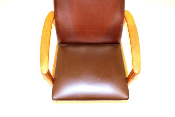 fauteuil Compas Noir Simili-cuir, Suède, 1960