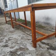 Old country farmhouse table of 3m50 for 12 people with rustic fir spacers