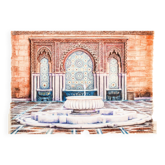 Dibujo. Painting. Arab source. Islamic art. Arab art. Arab architecture. Fuente.