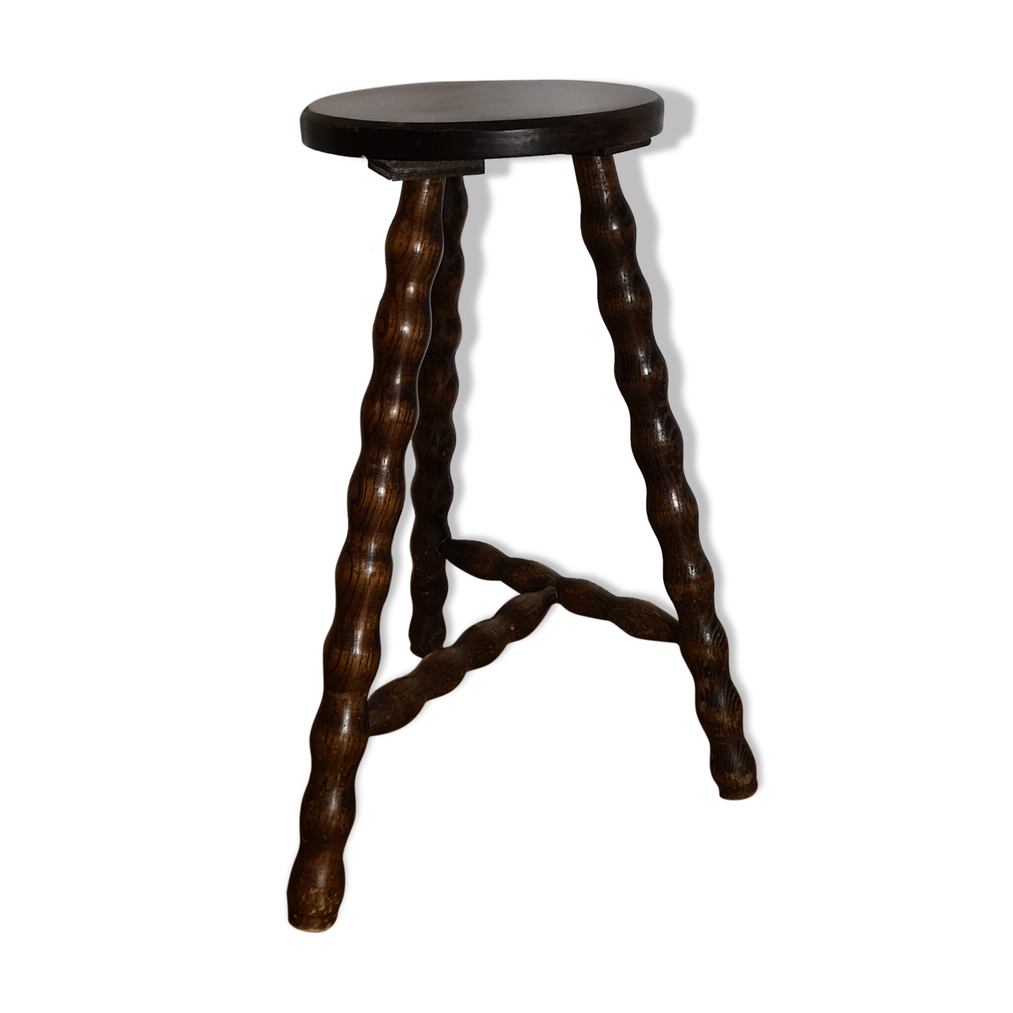 Tabouret tripode pieds torsadés XIXème siècle
