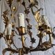 Rare suspension / antique chandelier with 5 lights - Flowers & Foliage in gilded metal