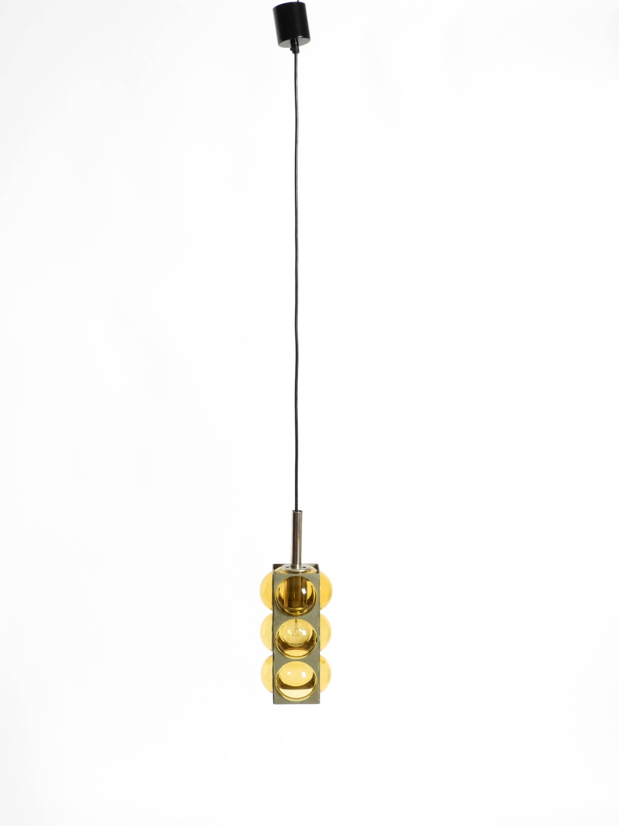 1960s Space Age pendant lamp by Temde made of glass and nickel-plated metal