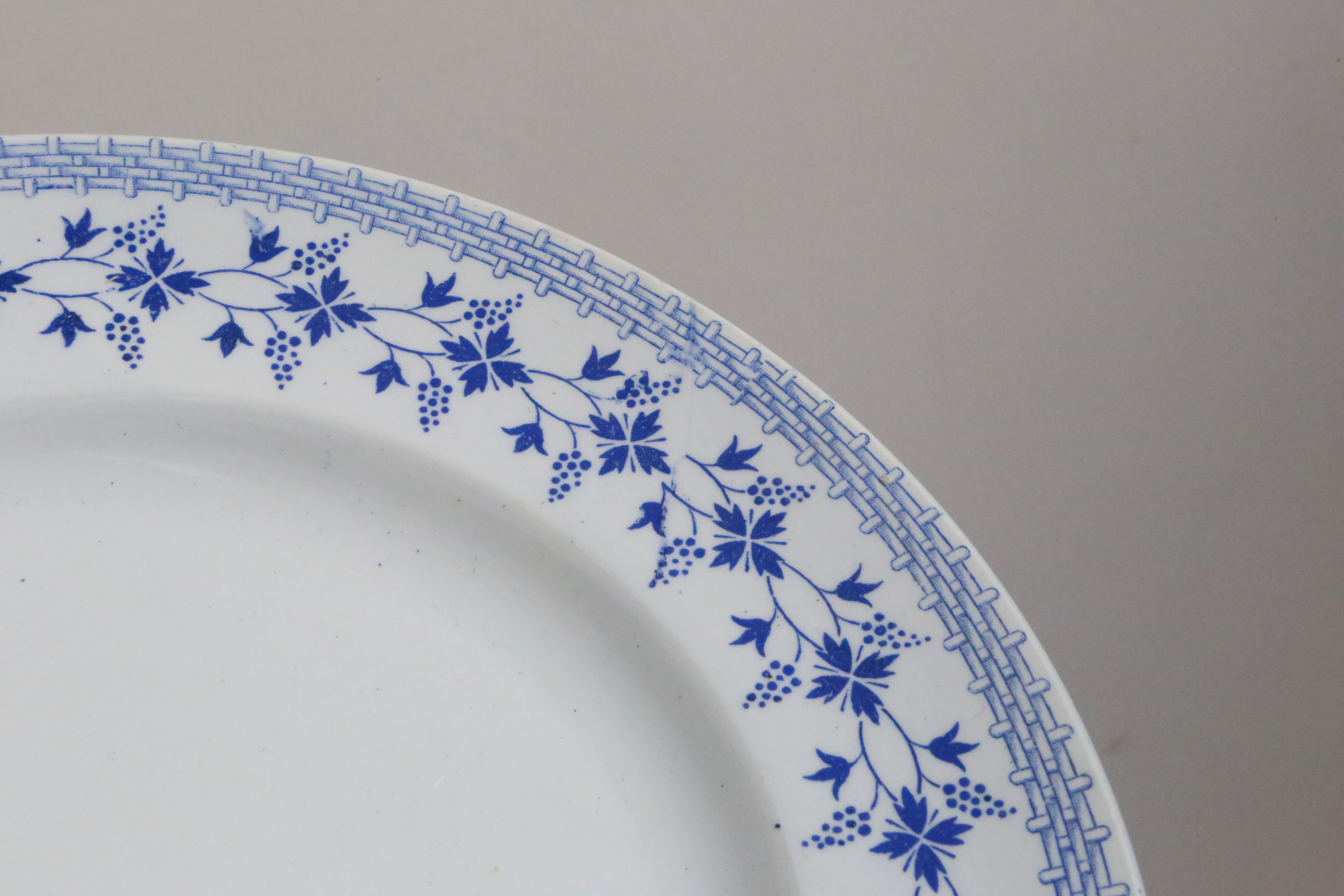 Ensemble de 9 assiettes plates, saint Amand, Bleuets, terre de fer