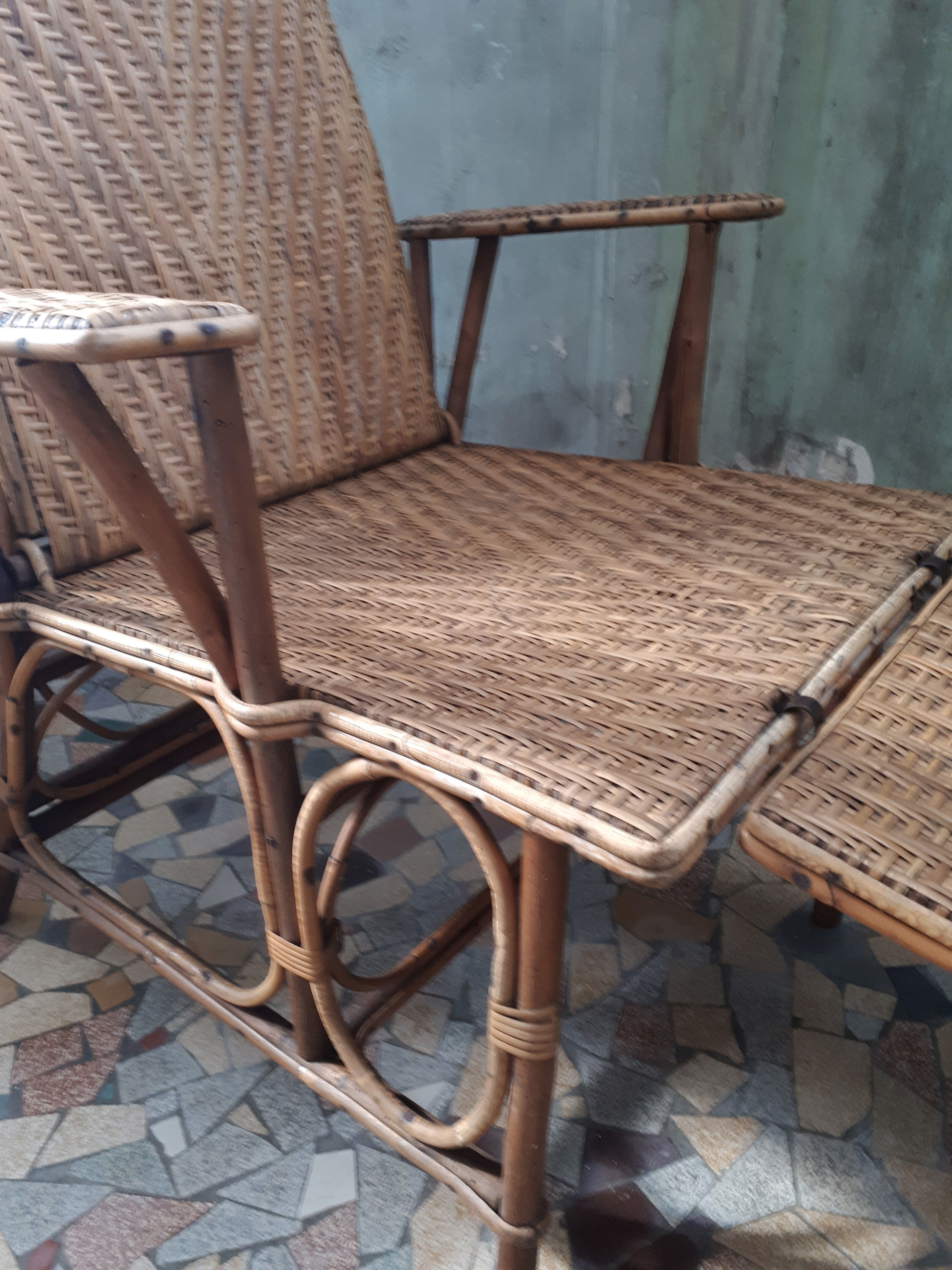 Lounge chair vintage rattan