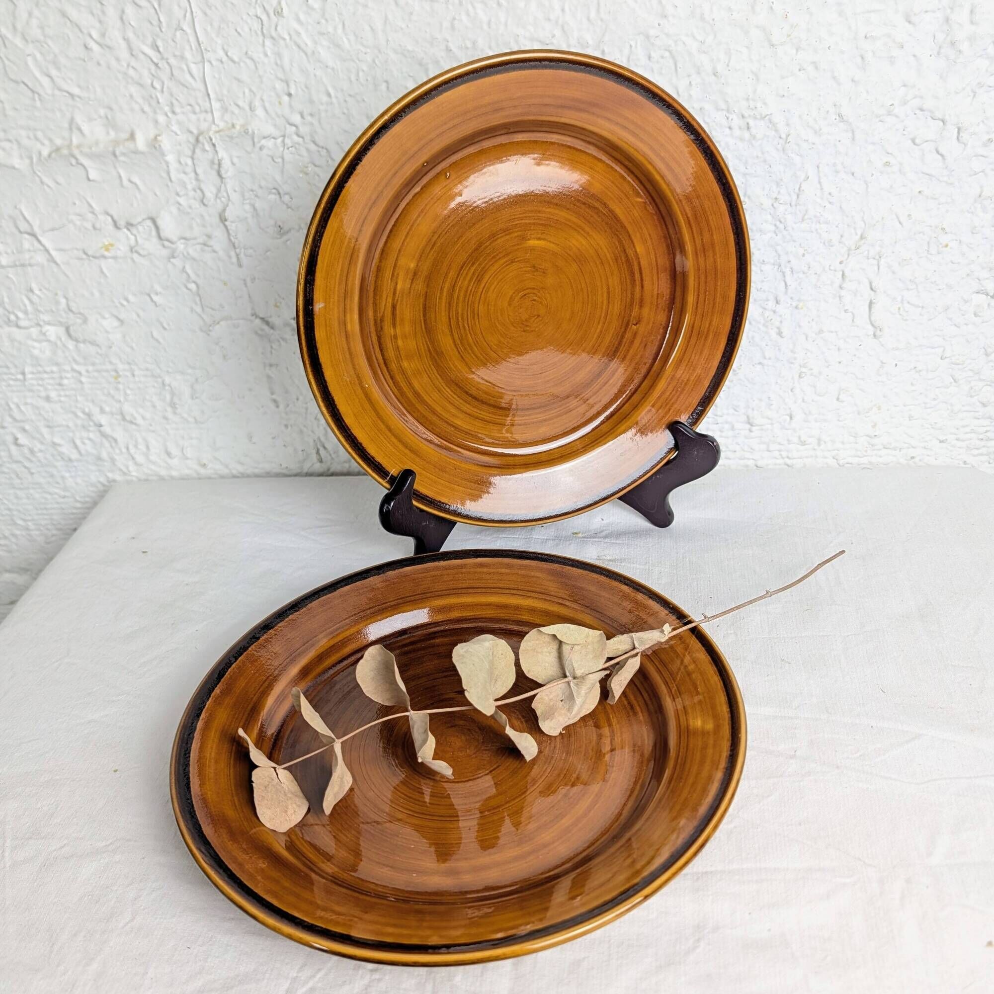 Amber earthenware plate from Saint-Clément, vintage