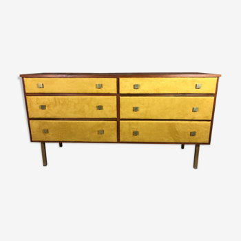 Commode dressing table wood and suede for regy 1960