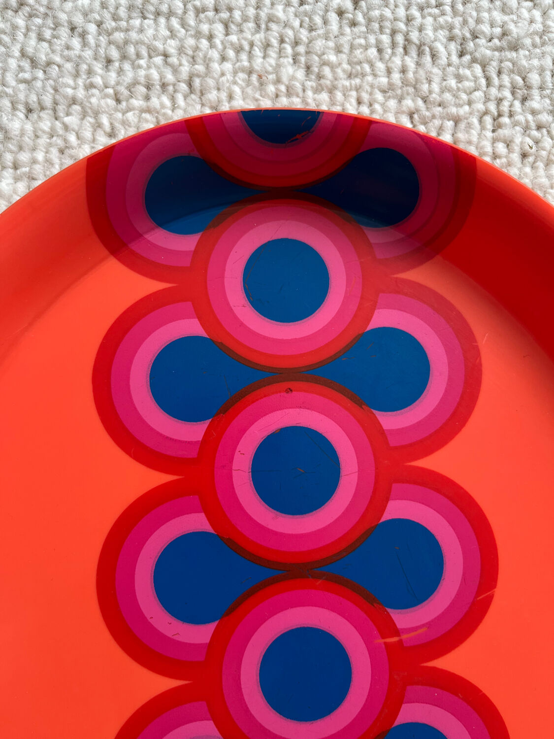 Guzzini orange plate, Ornella Noorda, 1970 design