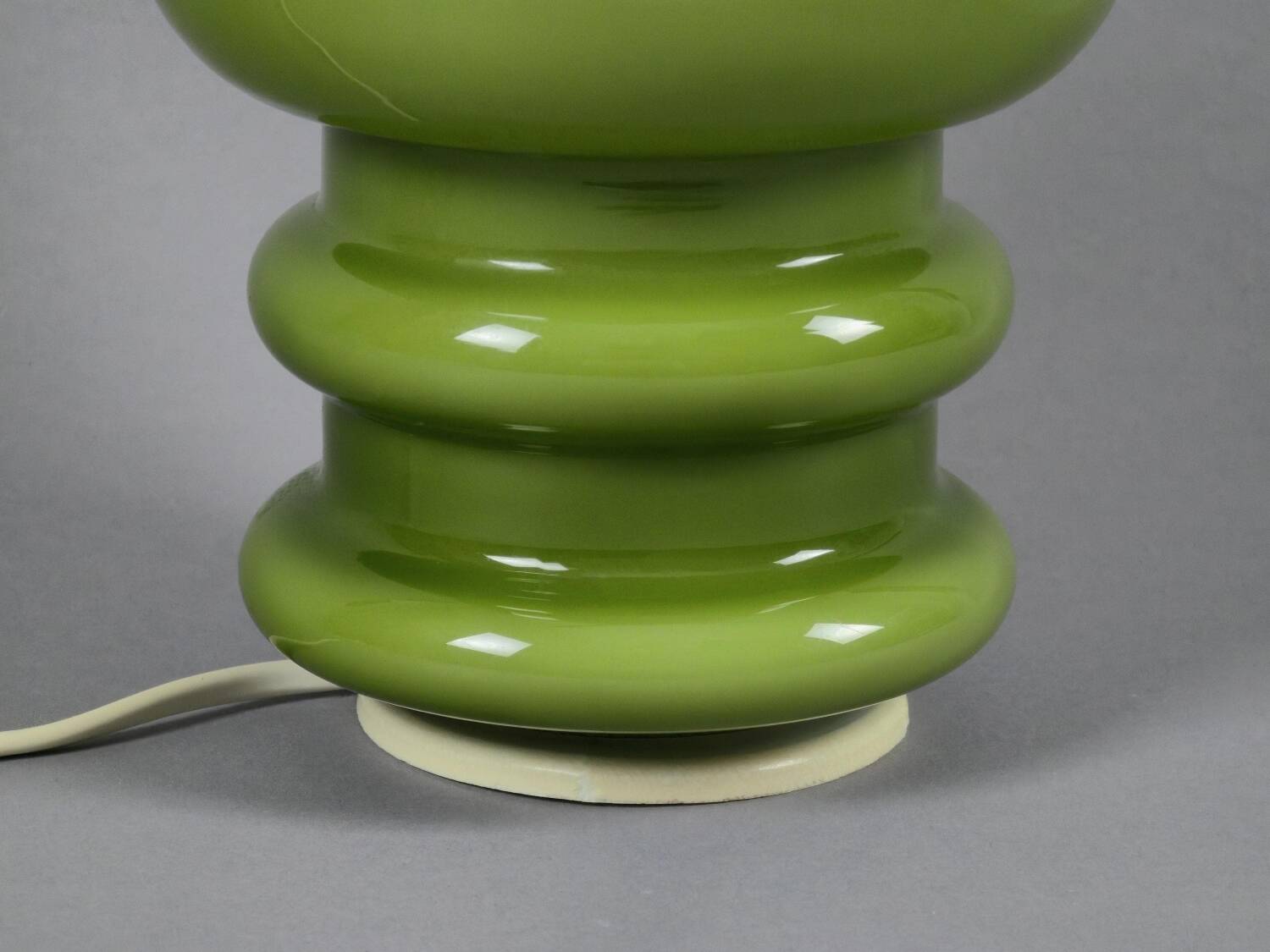 Vintage 1970s Green Cased-Glass Mushroom Lamp From Sweden.