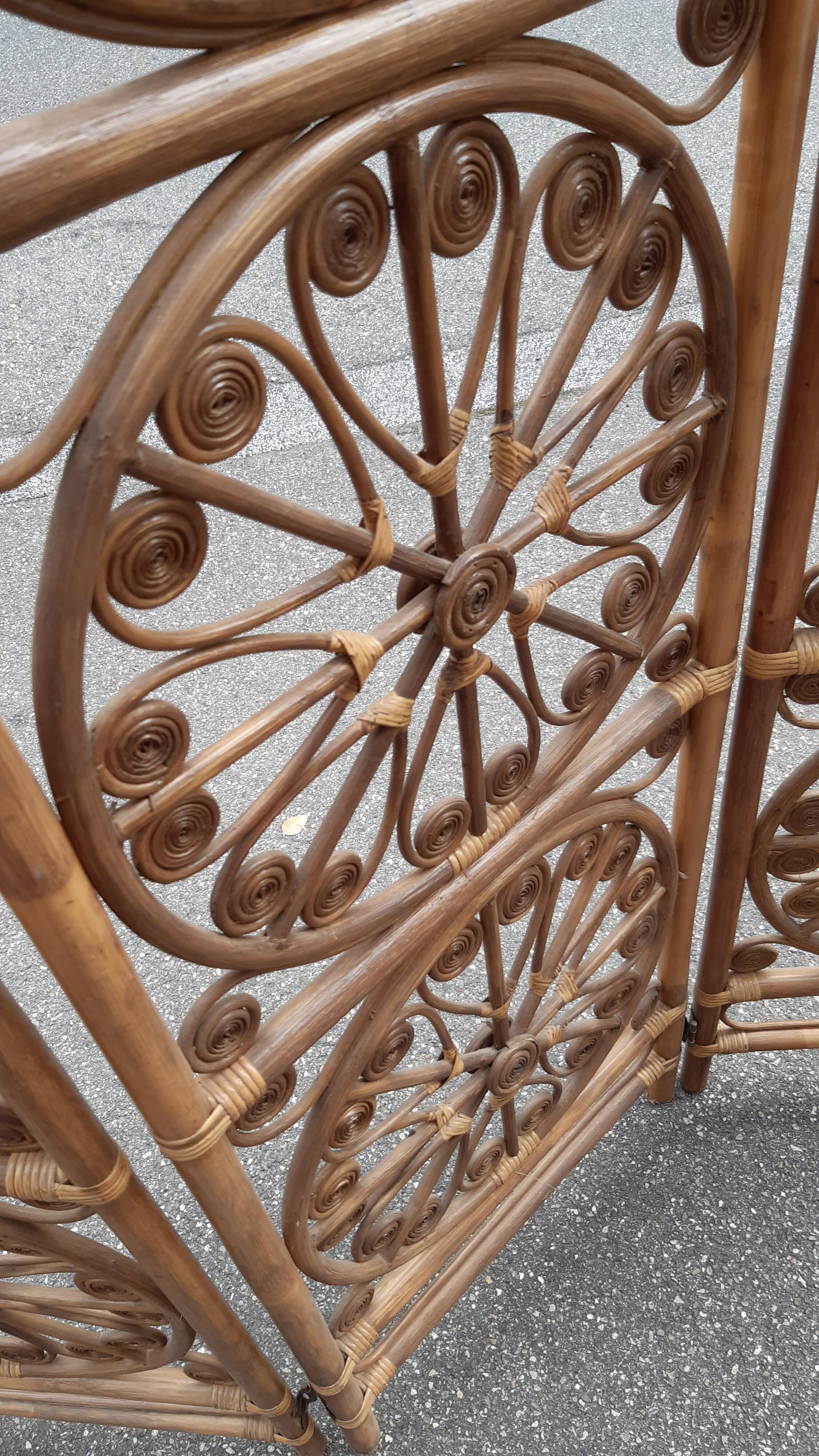 Rattan and bamboo peacock screen 1970