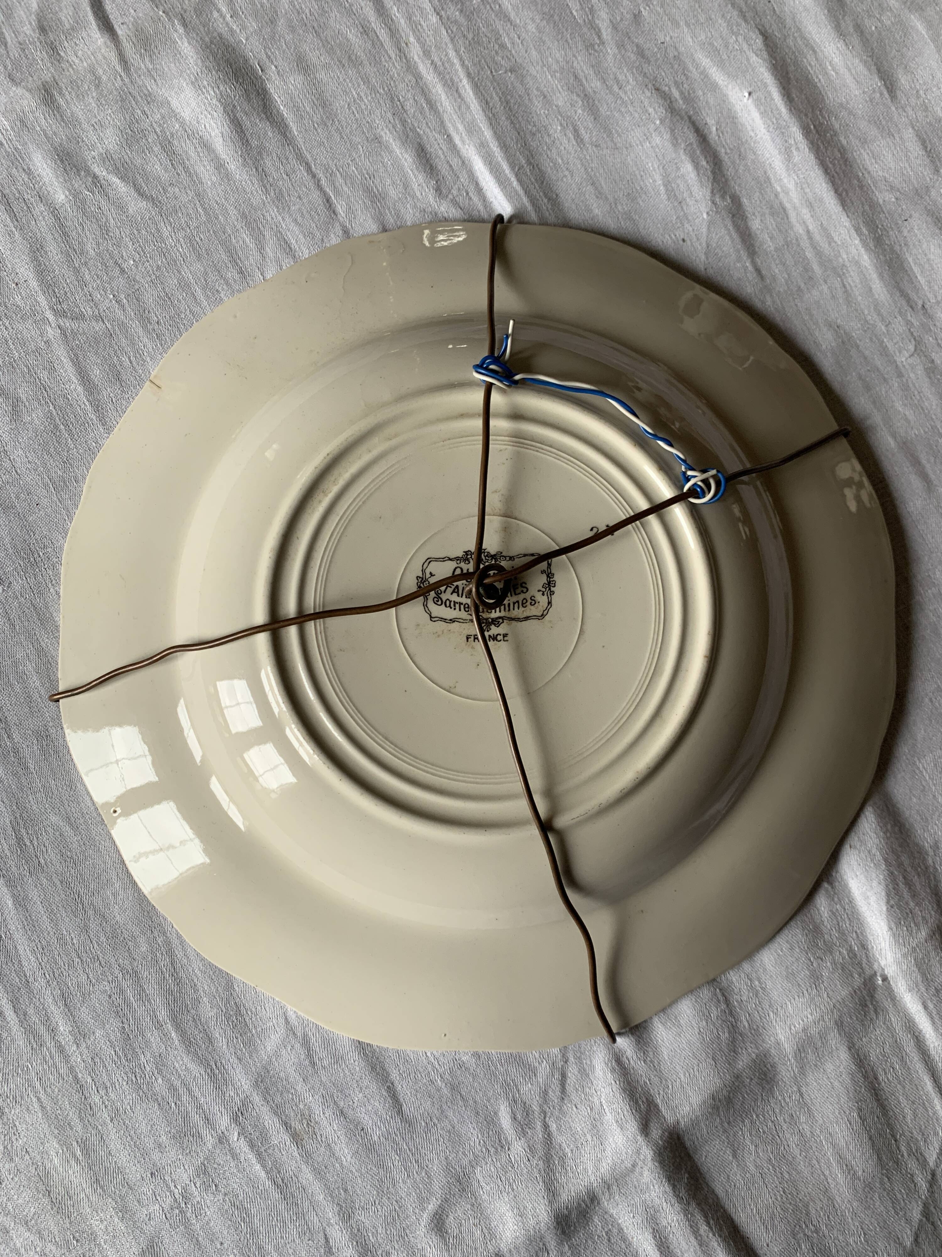 Obernai plate by henri loux sarreguemines earthenware factory