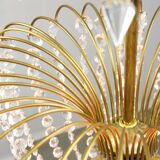 Vintage Italian Crystal and Gilt Metal Chandelier, 1980s