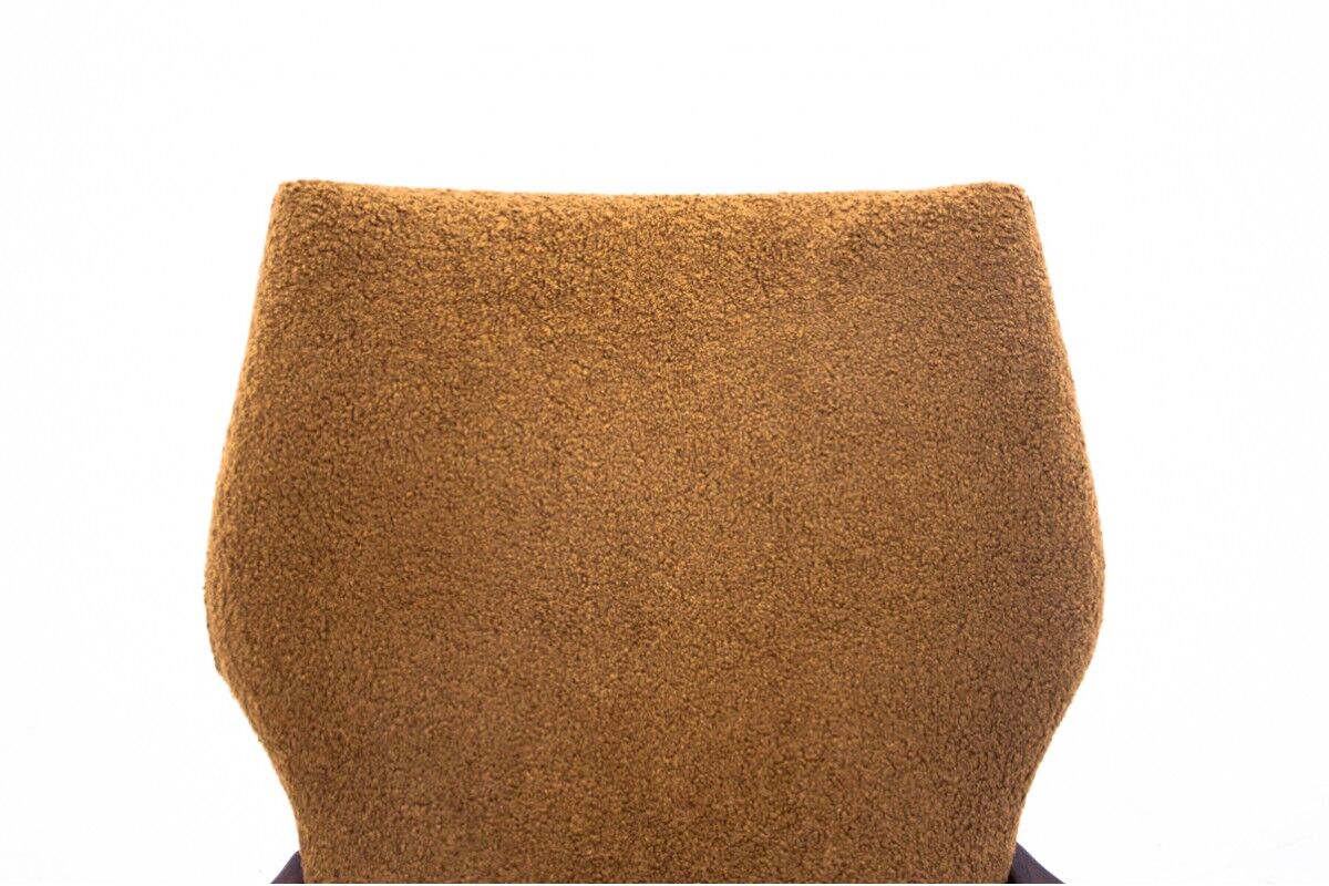 Yellow vintage armchair in bouclé fabric, Denmark, 1960s. After restoration.