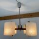Lustre scandinave perspex et bois, 4 feux