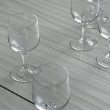 5 engraved crystal wine glasses, Matignon model.
