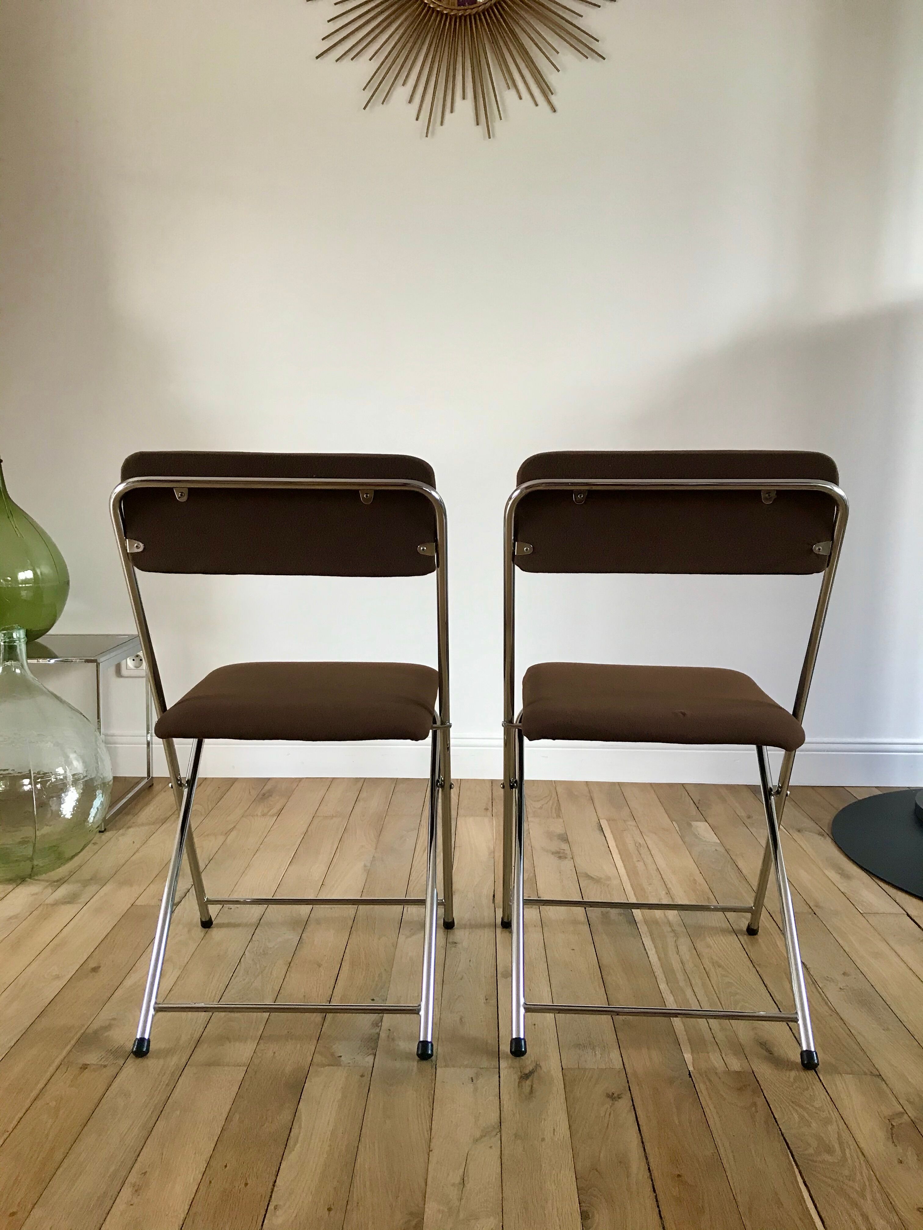 Pair of folding chairs eyrel made in france 1970s