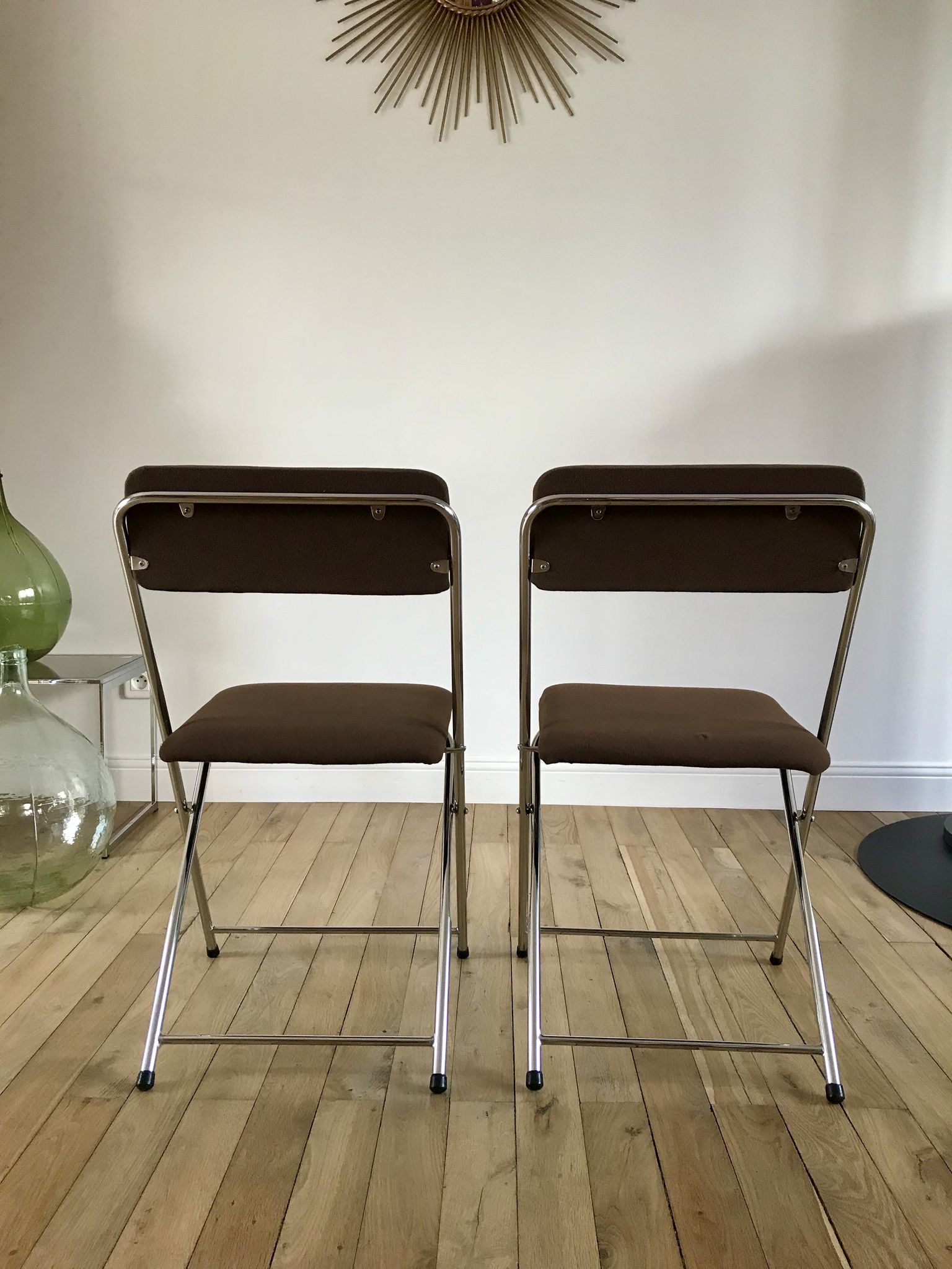 Pair of folding chairs eyrel made in france 1970s