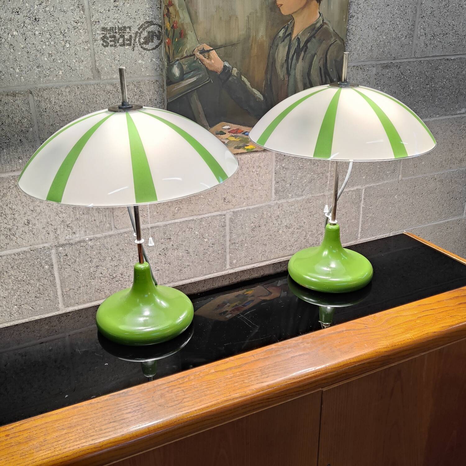 Pair of opaline lamp Space age Czech 1970